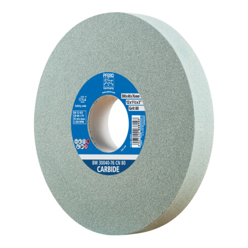 PFERD TOOLS Schleifbockscheibe Ø 300x40mm Bohrung-Ø 76 mm SiC80 für harte Materialien z.B. Hartmetall