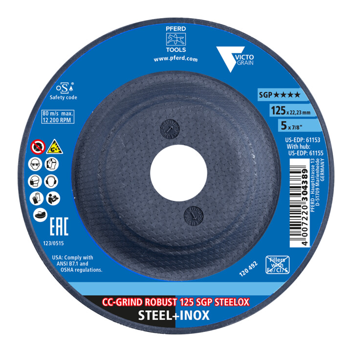 PFERD TOOLS Schleifscheibe CC-GRIND ROBUST 125 SGP STEELOX