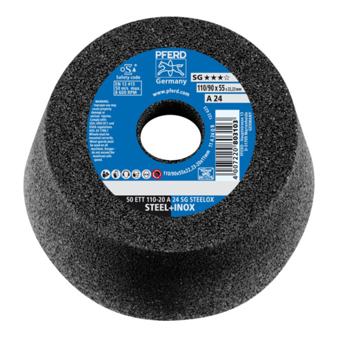 PFERD Schleiftopf ETT SG STEELOX INOX u.STA