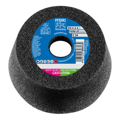 PFERD TOOLS Schleiftopf ETT 110x20x22,23 mm C24 Leistungslinie SG CAST+STONE für Guss/Stein