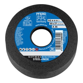 PFERD TOOLS Schleiftopf ETT 80x8x22,23 mm A36 Leistungslinie SG STEELOX für Stahl/Edelstahl