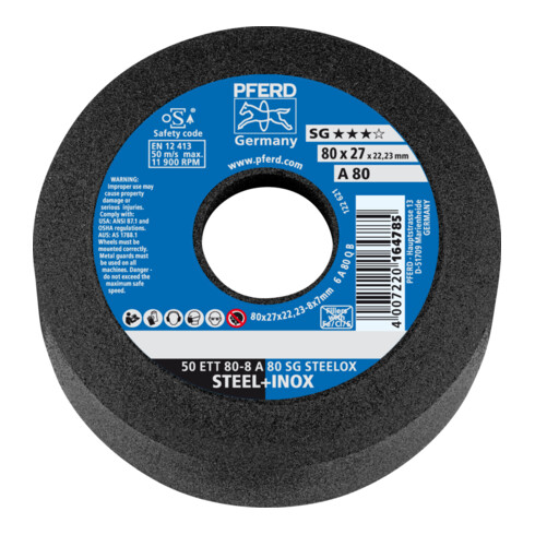 PFERD TOOLS Schleiftopf ETT 80x8x22,23 mm A80 Leistungslinie SG STEELOX für Stahl/Edelstahl