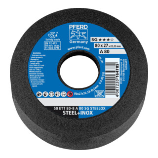 PFERD TOOLS Schleiftopf ETT 80x8x22,23 mm A80 Leistungslinie SG STEELOX für Stahl/Edelstahl