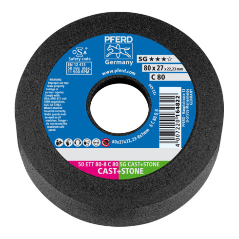 PFERD TOOLS Schleiftopf ETT 80x8x22,23 mm Leistungslinie SG CAST+STONE für Guss/Stein