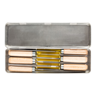 PFERD TOOLS Schlüsselfeilen-Set mit Holzheft 6-tlg. 100mm Hieb 2 für filigrane Feilarbeiten (265 K)