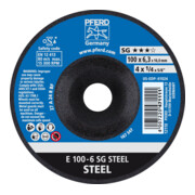 PFERD TOOLS Schruppscheibe E 100x6,3x16 mm Leistungslinie SG STEEL für Stahl