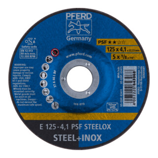 PFERD TOOLS Schruppscheibe E 125x4,1x22,23 mm Universallinie PSF STEELOX für Stahl/Edelstahl