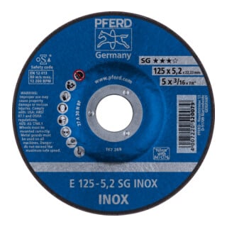 PFERD TOOLS Schruppscheibe E 125x5,2x22,23 mm Leistungslinie SG INOX für Edelstahl