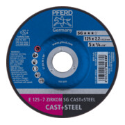 PFERD TOOLS Schruppscheibe E 125x7,2x22,23 mm ZIRKON Leistungslinie SG CAST+STEEL für Guss/Stahl