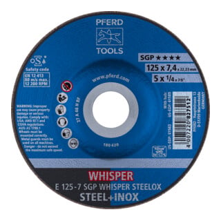 PFERD TOOLS Schruppscheibe E 125x7,4x22,23 mm Speziallinie SGP STEELOX für Stahl/Edelstahl