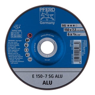 PFERD TOOLS Schruppscheibe E 150x7,2x22,23 mm Leistungslinie SG ALU für Alu