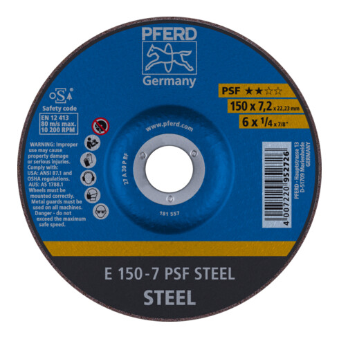PFERD Schruppscheibe E Universallinie PSF STEEL für Stahl