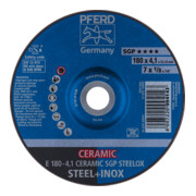 PFERD TOOLS Schruppscheibe E 180x4,1x22,23 mm CERAMIC Leistungslinie SG STEELOX für Stahl/Edelstahl