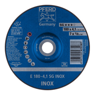 PFERD TOOLS Schruppscheibe E 180x4,1x22,23 mm Leistungslinie SG INOX für Edelstahl