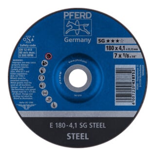 PFERD TOOLS Schruppscheibe E 180x4,1x22,23 mm Leistungslinie SG STEEL für Stahl
