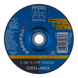 PFERD TOOLS Schruppscheibe E 180x4,1x22,23 mm Universallinie PSF STEELOX für Stahl/Edelstahl