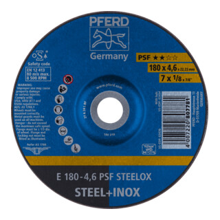 PFERD TOOLS Schruppscheibe E 180x4,6x22,23 mm Universallinie PSF STEELOX für Stahl/Edelstahl