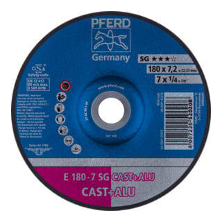 PFERD TOOLS Schruppscheibe E 180x7,2x22,23 mm Leistungslinie SG CAST+ALU für Guss/Alu