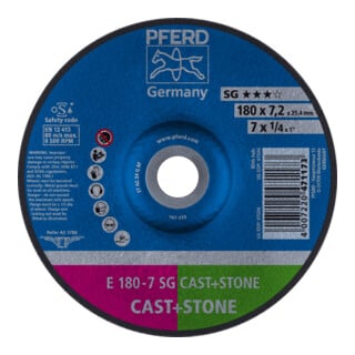 PFERD TOOLS Schruppscheibe E 180x7,2x22,23 mm Leistungslinie SG CAST+STONE für Guss/Stein
