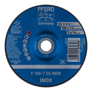 PFERD TOOLS Schruppscheibe E 180x7,2x22,23 mm Leistungslinie SG INOX für Edelstahl