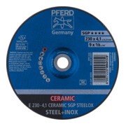 PFERD TOOLS Schruppscheibe E 230x4,1x22,23 mm CERAMIC Leistungslinie SG STEELOX für Stahl/Edelstahl