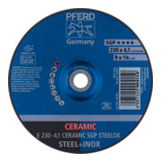 PFERD TOOLS Schruppscheibe E 230x4,1x22,23 mm CERAMIC Leistungslinie SG STEELOX für Stahl/Edelstahl