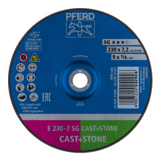 PFERD TOOLS Schruppscheibe E 230x7,2x22,23 mm Leistungslinie SG CAST+STONE für Guss/Stein