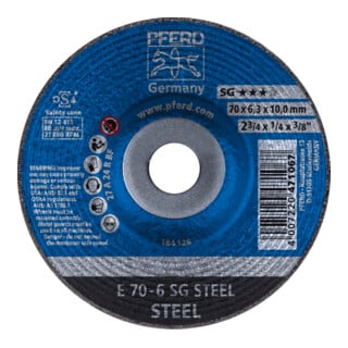 PFERD TOOLS Schruppscheibe E 70x6,3x10mm Leistungslinie SG STEEL für Stahl