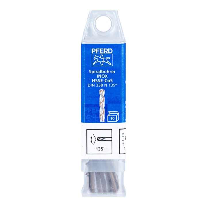 PFERD TOOLS Spiralbohrer INOX Ø 1,6 mm HSS-E Co5 N DIN 338 135° für zähe und harte Werkstoffe