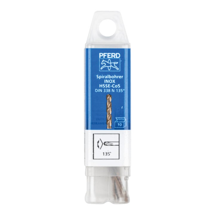 PFERD TOOLS Spiralbohrer INOX Ø 1 mm HSS-E Co5 N DIN 338 135° für zähe und harte Werkstoffe