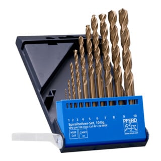 PFERD TOOLS Spiralbohrer-Set 10-tlg. INOX HSSE N DIN 338 für zähe und harte Werkstoffe