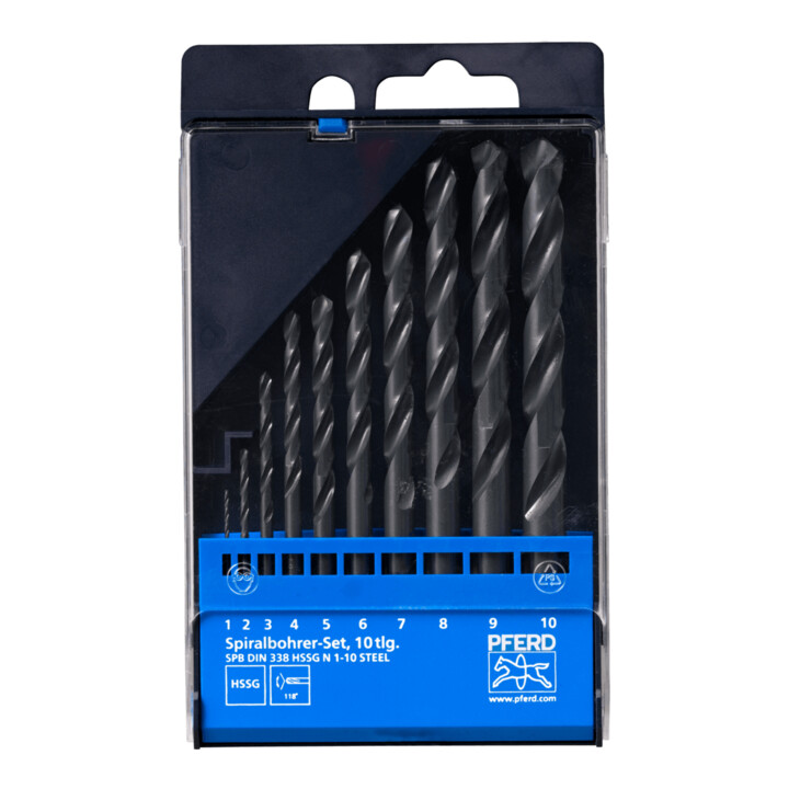PFERD TOOLS Spiralbohrer-Set 10-tlg. STEEL HSSG N DIN 338 universal