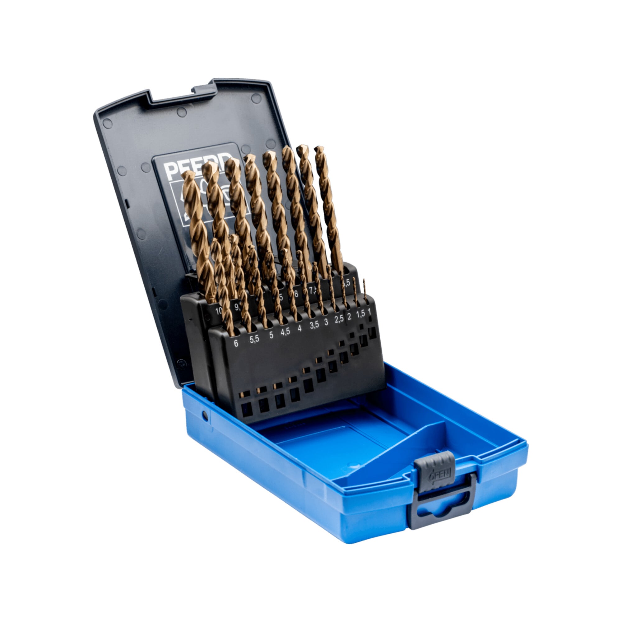 PFERD TOOLS Spiralbohrer-Set 19-tlg. INOX HSSE N DIN 338 für zähe und harte Werkstoffe