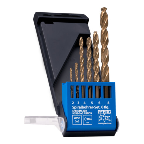 PFERD TOOLS Spiralbohrer-Set 6-tlg. INOX HSSE N DIN 338 für zähe und harte Werkstoffe