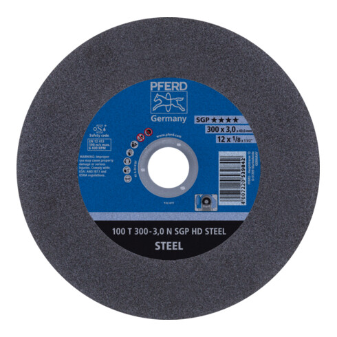 PFERD TOOLS Stationäre Trennscheibe T 300x3,0x40mm "weich" HD STEEL für Stahl 100m/s