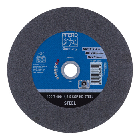 PFERD TOOLS Stationäre Trennscheibe T 400x4,6x40mm "hart" HD STEEL für Stahl 100m/s