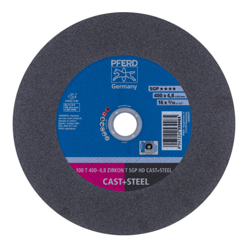 PFERD TOOLS Stationäre Trennscheibe T 400x4,8x40mm "sehr hart" HD CAST+STEEL für Guss/Stahl 100m/s