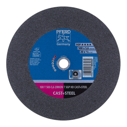 PFERD TOOLS Stationäre Trennscheibe T 500x5,6x40mm "sehr hart" HD CAST+STEEL für Guss/Stahl 100m/s