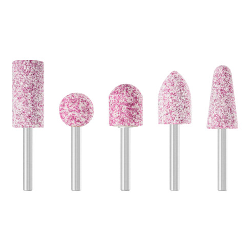 PFERD TOOLS STEEL Schleifstift-Set 5-tlg. Schaft-Ø 6 mm A30/46/60 für Stahl- und Stahlguss