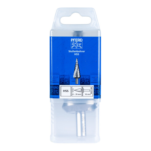 PFERD TOOLS Stufenbohrer HSS 13 Bohrstufen Ø 4-39 mm 3-Flächenschaft-Ø 10mm