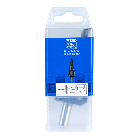 PFERD TOOLS Stufenbohrer HSS 13 Bohrstufen Ø 4-39 mm 3-Flächenschaft-Ø 10mm HICOAT beschichtet