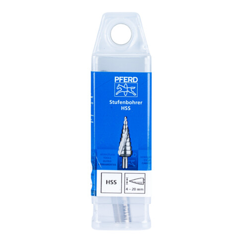 PFERD TOOLS Stufenbohrer HSS 9 Bohrstufen Ø 4-20mm 3-Flächenschaft-Ø 8 mm