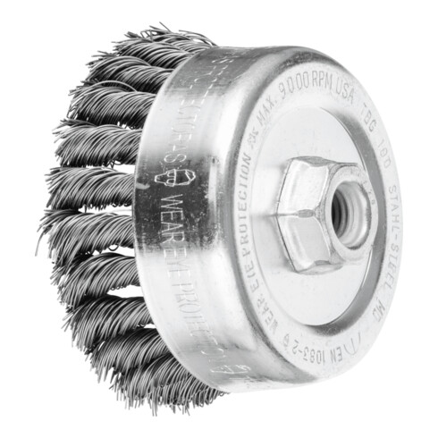 PFERD TOOLS Topfbürste gezopft TBG Ø 100mm M14 Stahl-Draht-Ø 0,50mm Winkelschleifer