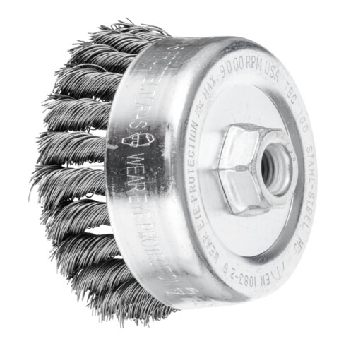 PFERD TOOLS Topfbürste gezopft TBG Ø 100mm M14 Stahl-Draht-Ø 0,50mm Winkelschleifer