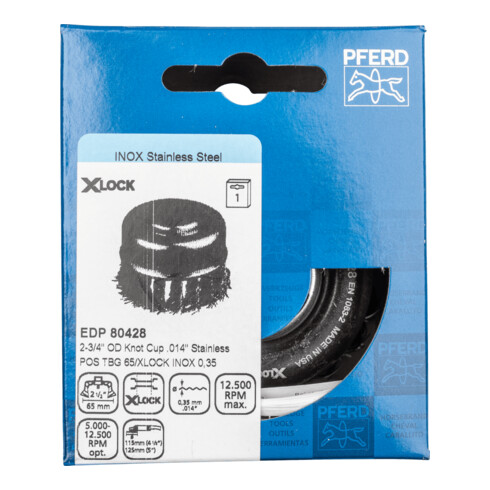 PFERD TOOLS Topfbürste mit Gewinde, gezopft POS TBG 65/X-LOCK INOX 0,35