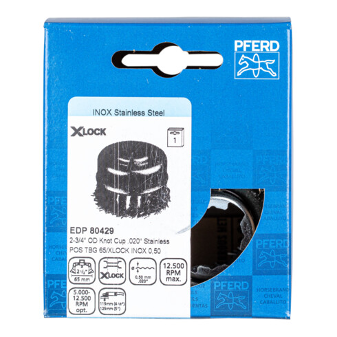 PFERD Topfbürste mit Gewinde, gezopft POS TBG 65/X-LOCK INOX 0,35