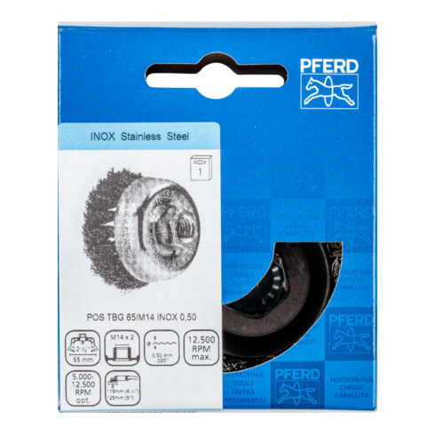 PFERD Topfbürste mit Gewinde, gezopft POS TBG Inox