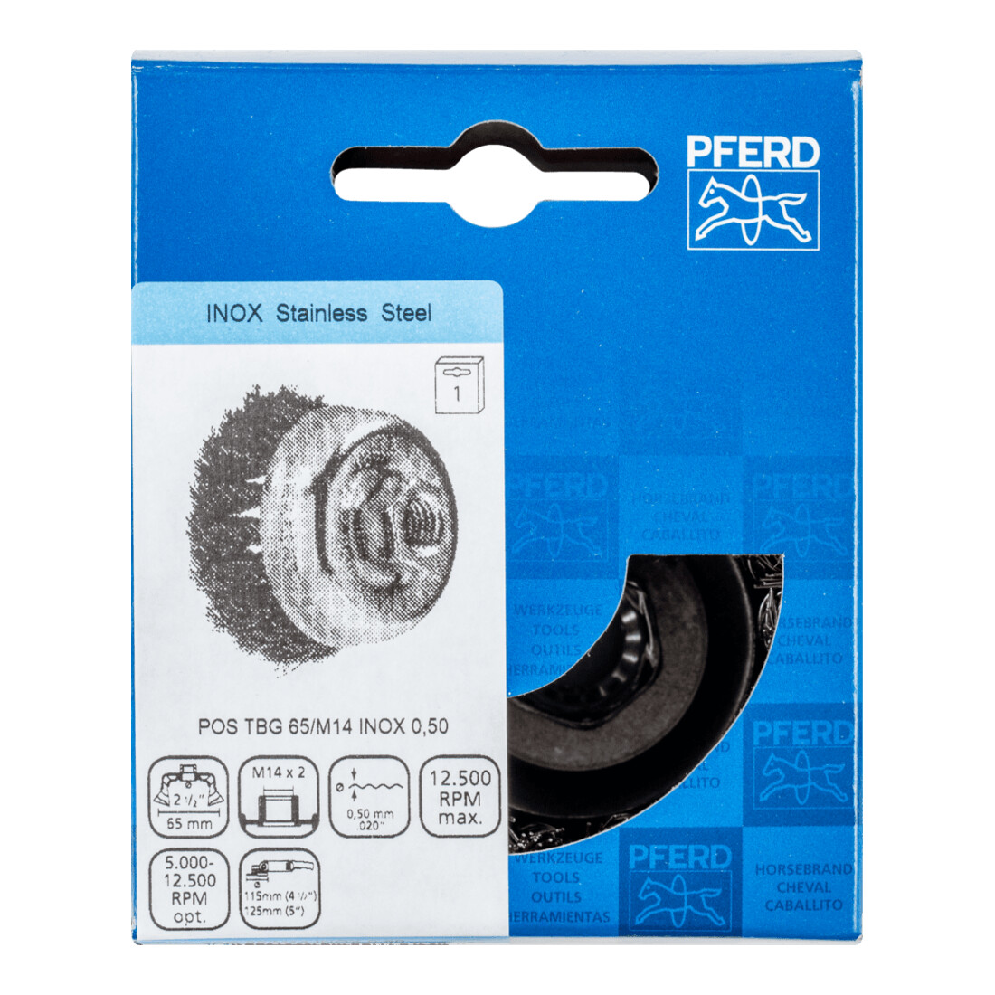PFERD TOOLS Topfbürste mit Gewinde, gezopft POS TBG Inox