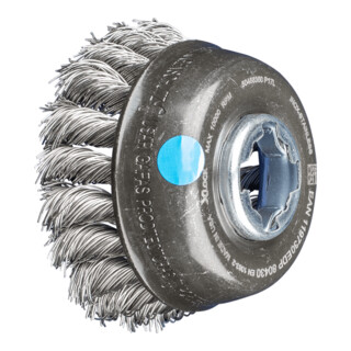 PFERD TOOLS Topfbürste gezopft TBG Ø 80mm Bohrung 22,2 mm/X-LOCK Edelstahl-Draht-Ø 0,50mm Winkelschleifer