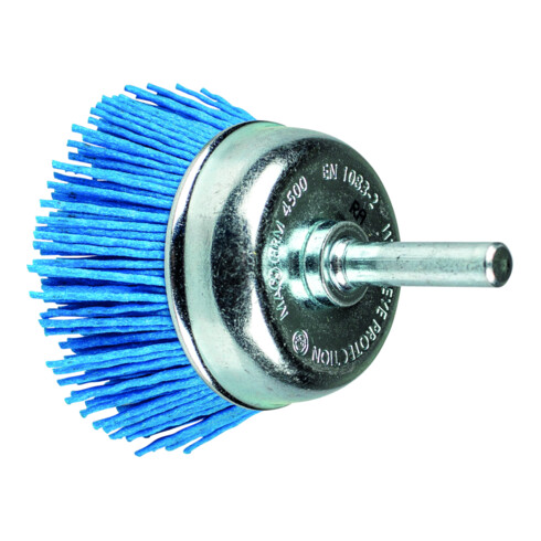 PFERD TOOLS Topfbürste ungezopft TBU Ø 50mm Schaft-Ø 6 mm BLUE-Filament-Ø 1,10mm Korn 180 Bohrmaschinen